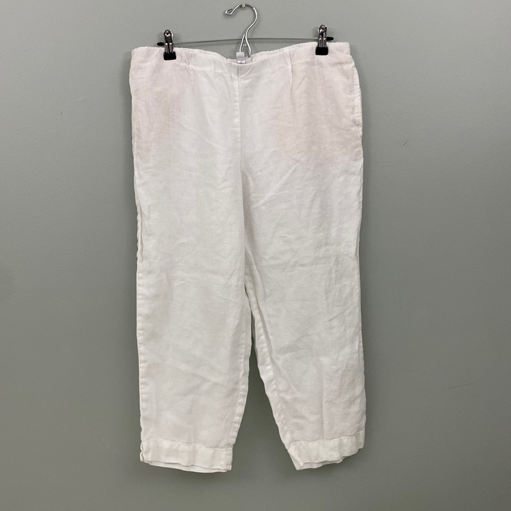 Linen Pure Jill 100% Linen White Medium Elastic Waist Cropped pants